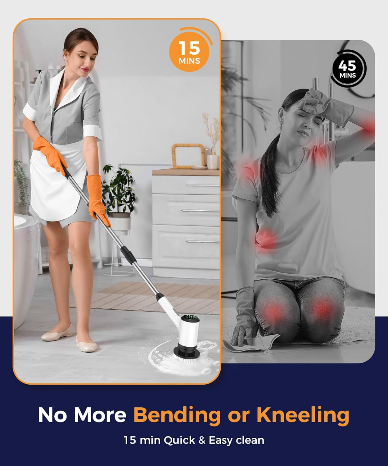 Cordless Electric Spin Scrubber with 7 Brush Heads, White