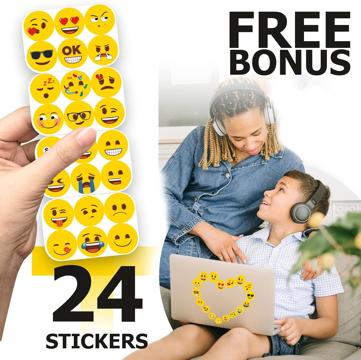 54PCS Emoji Fridge Magnets Cute Locker Magnets with 24 Stickers