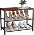 3-Tier Shoe Rack, Industrial Shoe Tower, Narrow Shoe Organizer for Closet Entryway, Small Shoe Rack Table with Durable Metal Shelves
