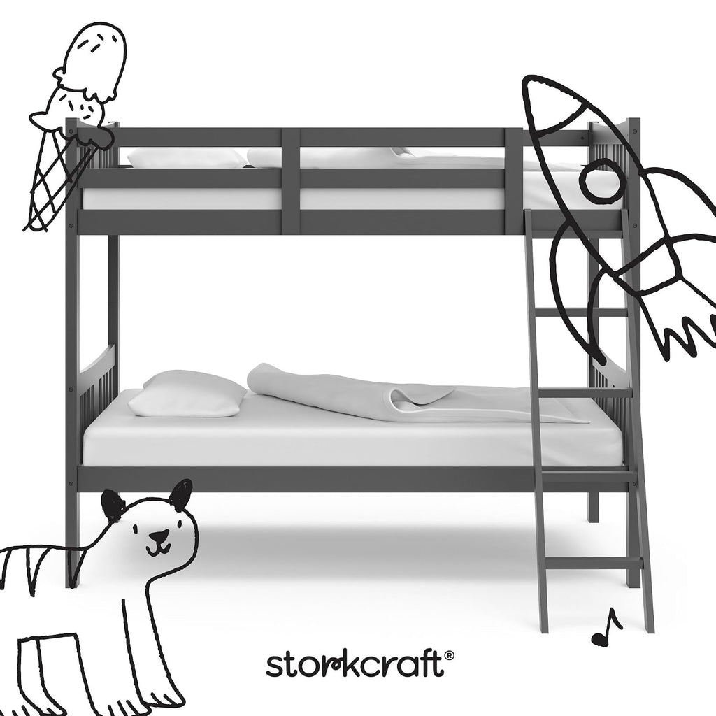 Caribou Twin-Over-Twin Bunk Bed, Gray