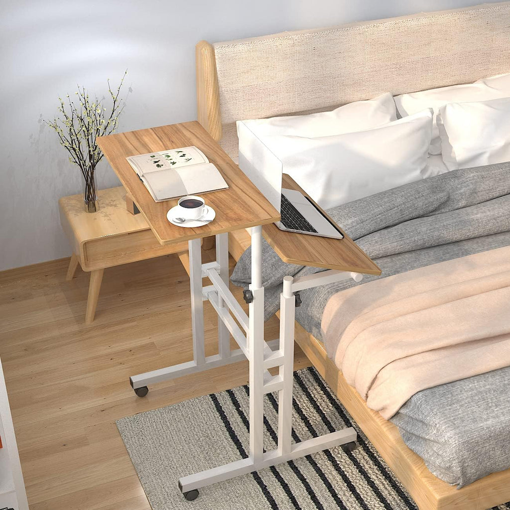 23.6IN Rolling Standing Desk with Wheels Adjustable Height, Oak