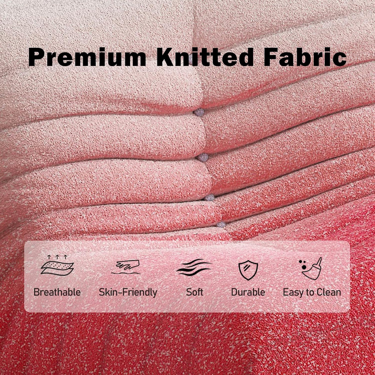 Bean Bag Chair for Adults, L-Shaped Memory Foam Togo Pink & White