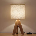 Small Bedside Table Lamp - Wooden Tripod Nightstand Lamp