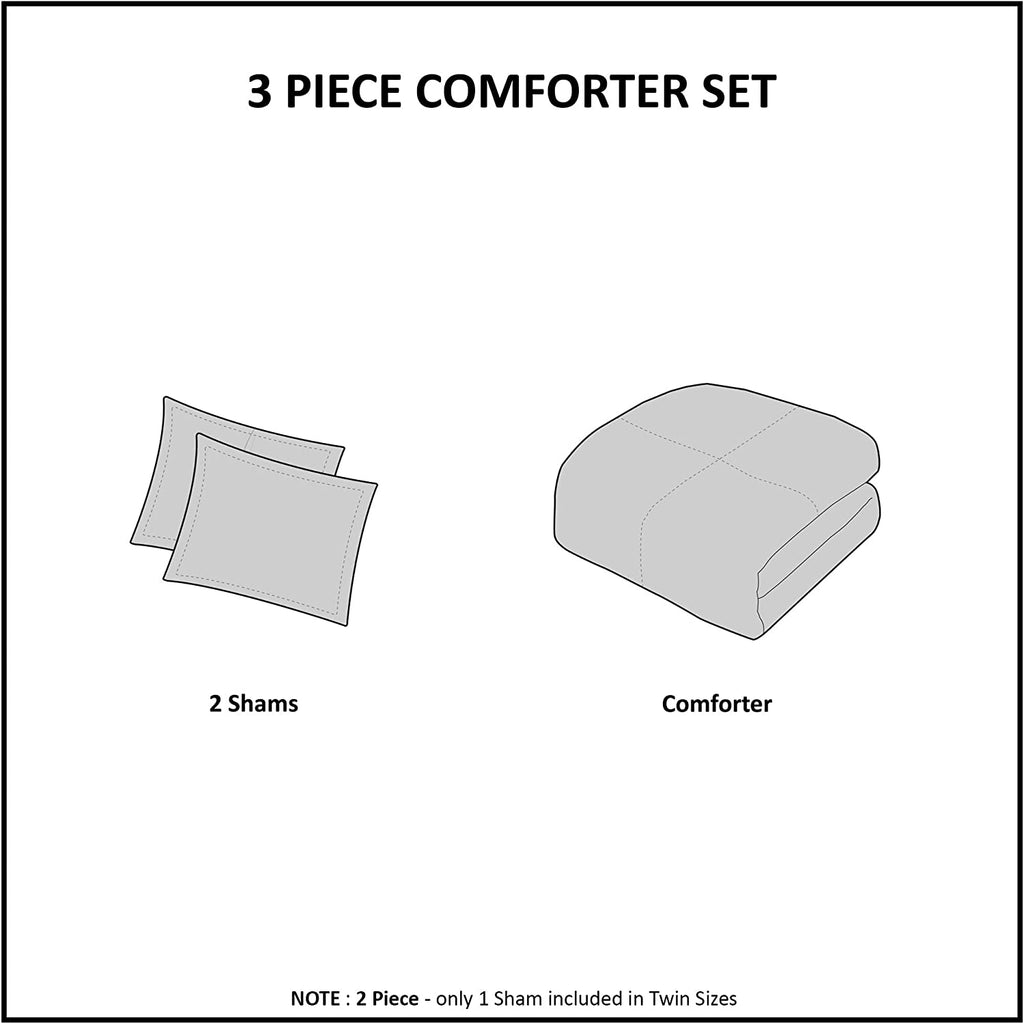 Parkston Plaid Full Queen Comforter Set, 3 Piece Black/White