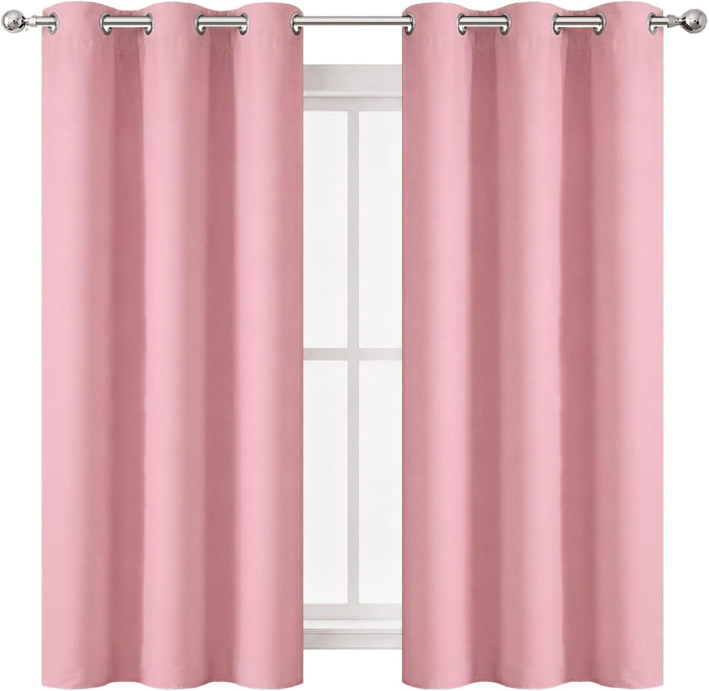 Baby Pink Blackout Curtains/42 X 63 Inch/Set of Two Panels Grommet Bedroom Curtains