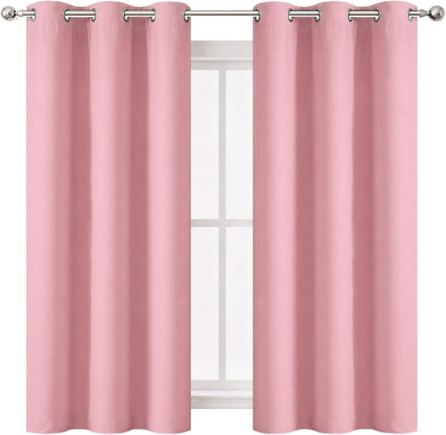Baby Pink Blackout Curtains/42 X 63 Inch/Set of Two Panels Grommet Bedroom Curtains