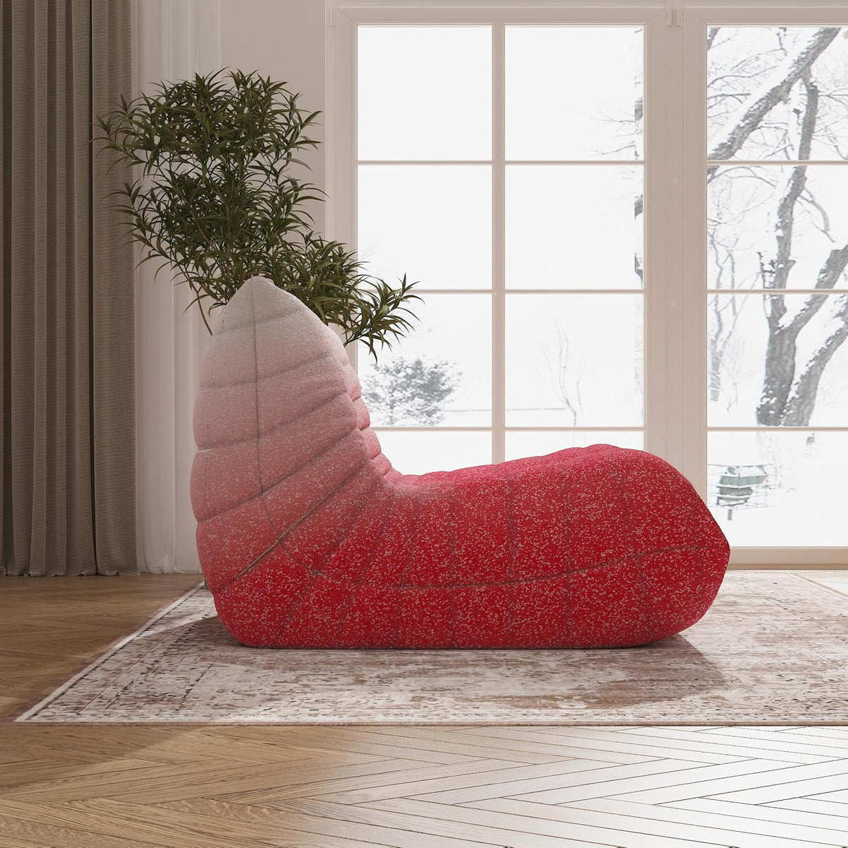 Bean Bag Chair for Adults, L-Shaped Memory Foam Togo Pink & White