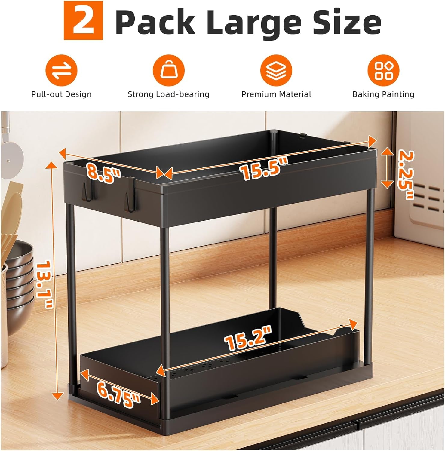 Space-Saving 2-Tier Under-Sink Organizer