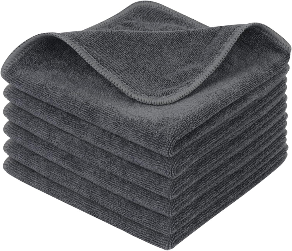 Microfiber Cleaning Cloth, 12X12 Inch, Slate Grey, 6 Pack