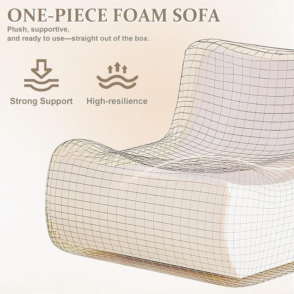 Bean Bag Chairs for Adults, Giant Bean Bag Chair, Memory Foam Lounge Chair, Comfy Lazy Floor Chair, Bean Bag Sofa for Living Room, Bedroom and Office, Loveseat Bean Bag (White)