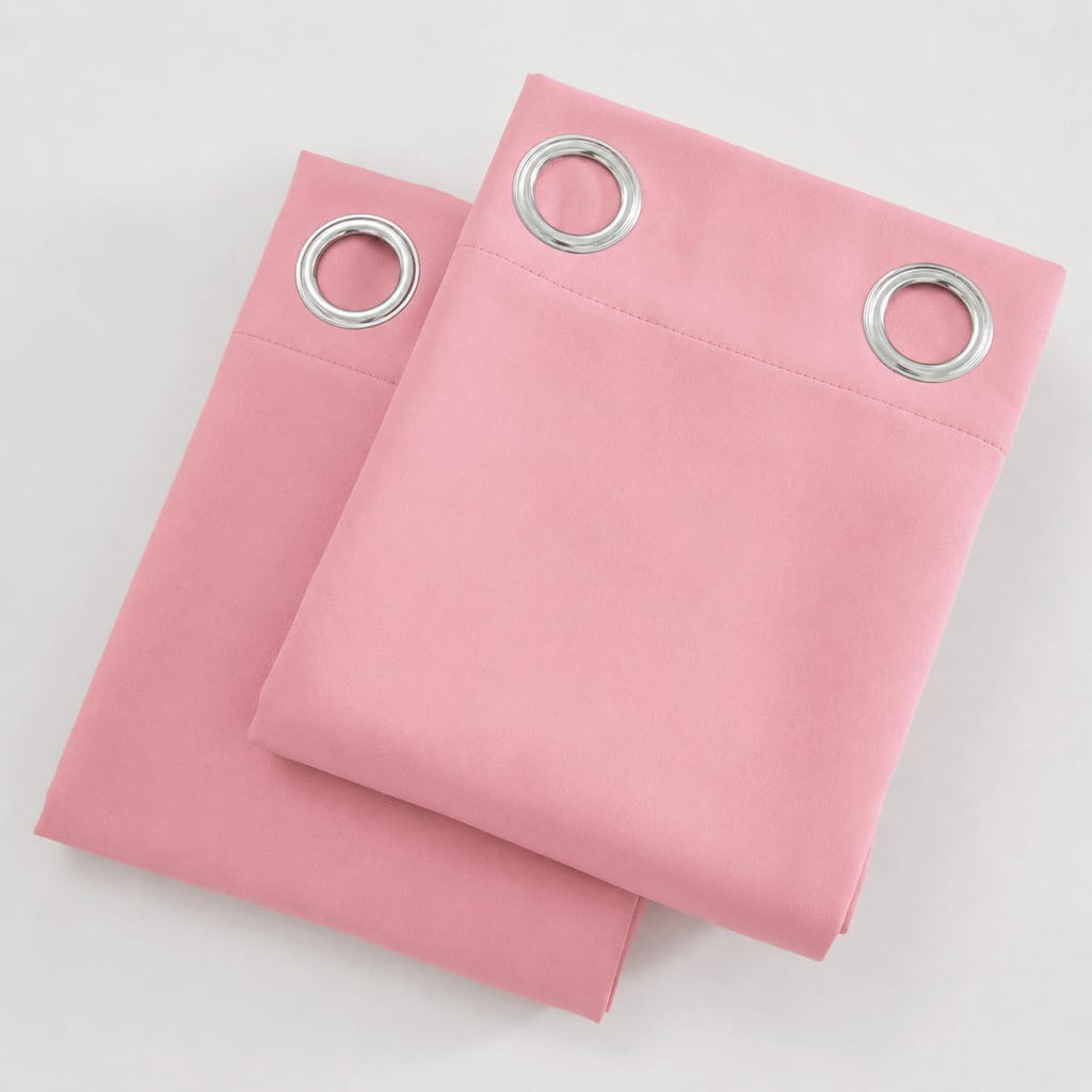 Baby Pink Blackout Curtains/42 X 63 Inch/Set of Two Panels Grommet Bedroom Curtains