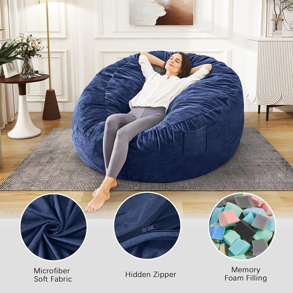 Bean Bag Chairs for Adults - Giant Bean Bag Convertible Floor Sofa