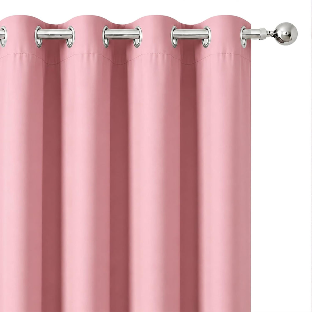 Baby Pink Blackout Curtains/42 X 63 Inch/Set of Two Panels Grommet Bedroom Curtains