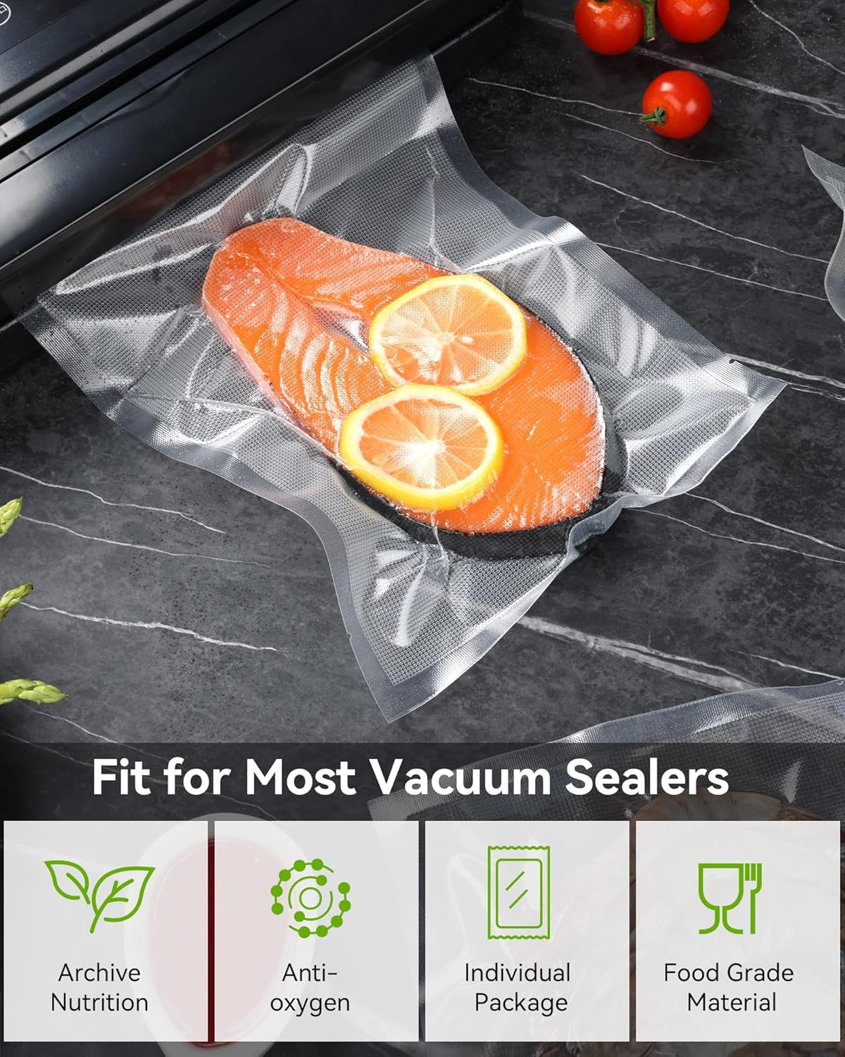 Vacuum Storage Bags, Vacuum Seal Bags for Food, 8X11 Inch Quart Bags 600Pcs