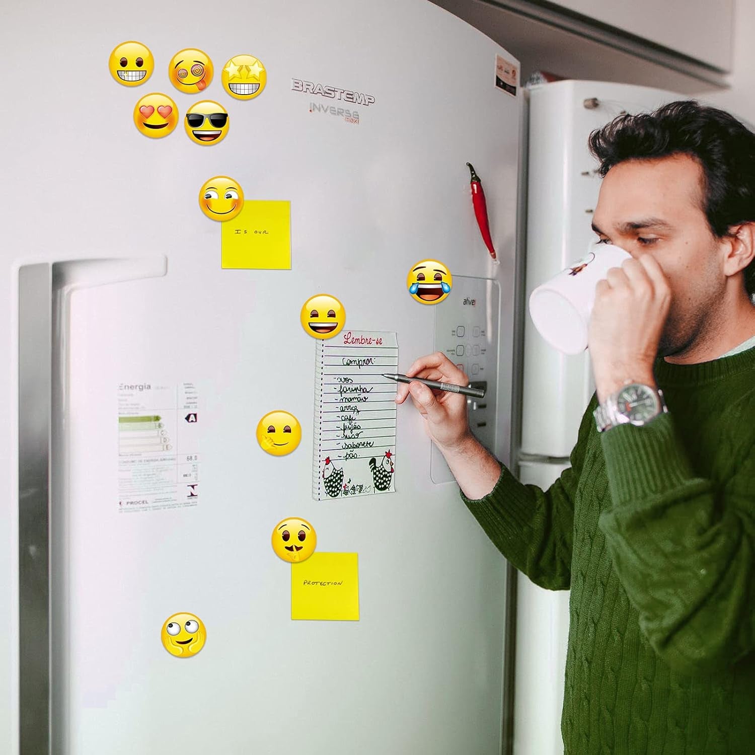 54PCS Emoji Fridge Magnets Cute Locker Magnets with 24 Stickers