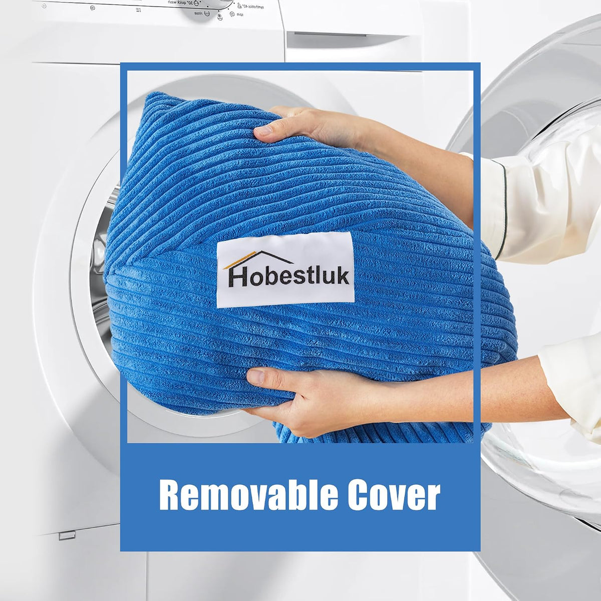 Large Bean Bag Chair Teardrop Shape with Foam Filling, 4FT Blue