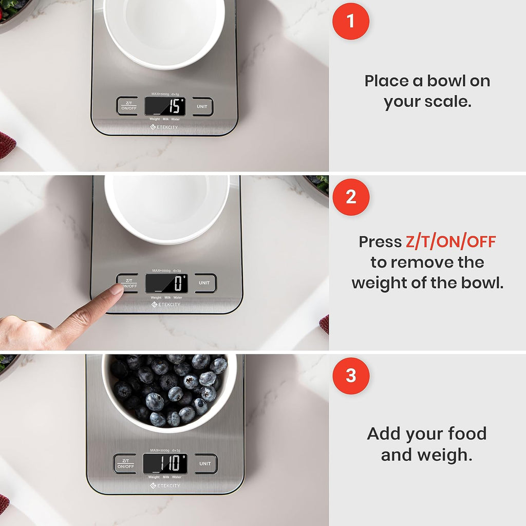 Food Kitchen Scale, Digital Grams and Ounces, 11Lb