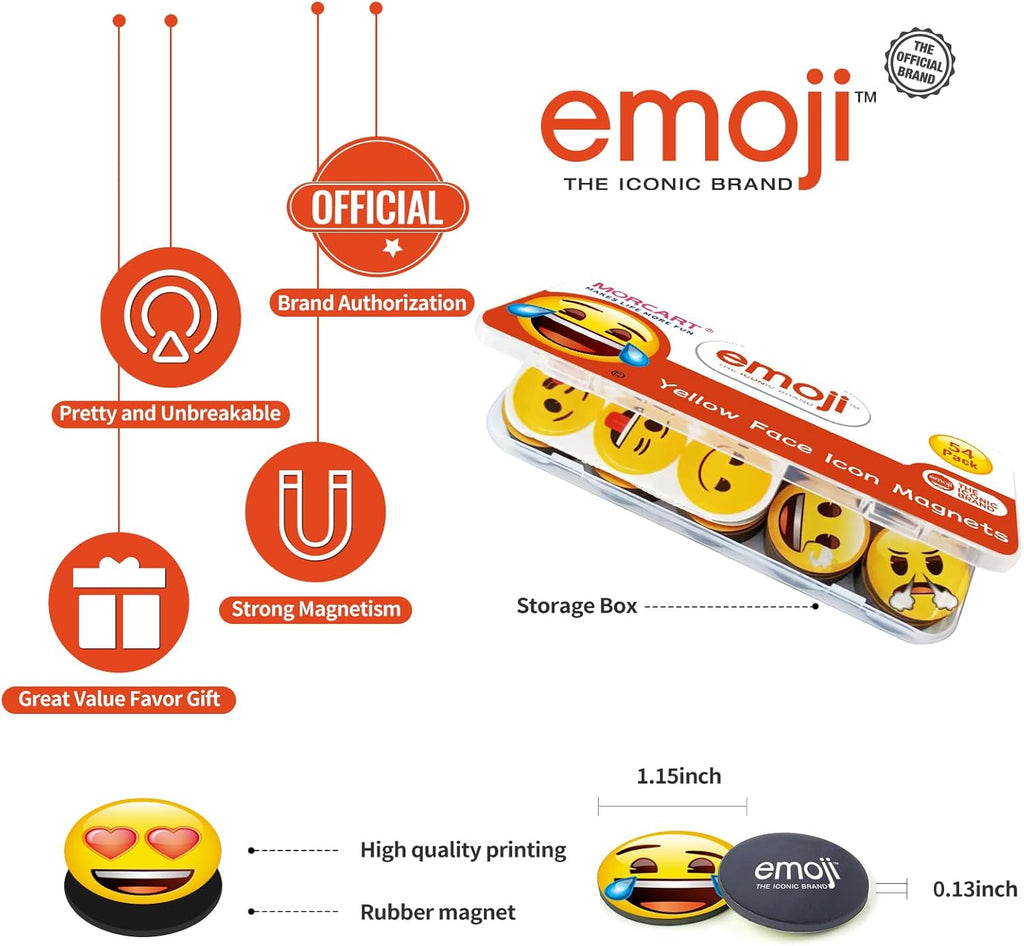 54PCS Emoji Fridge Magnets Cute Locker Magnets with 24 Stickers