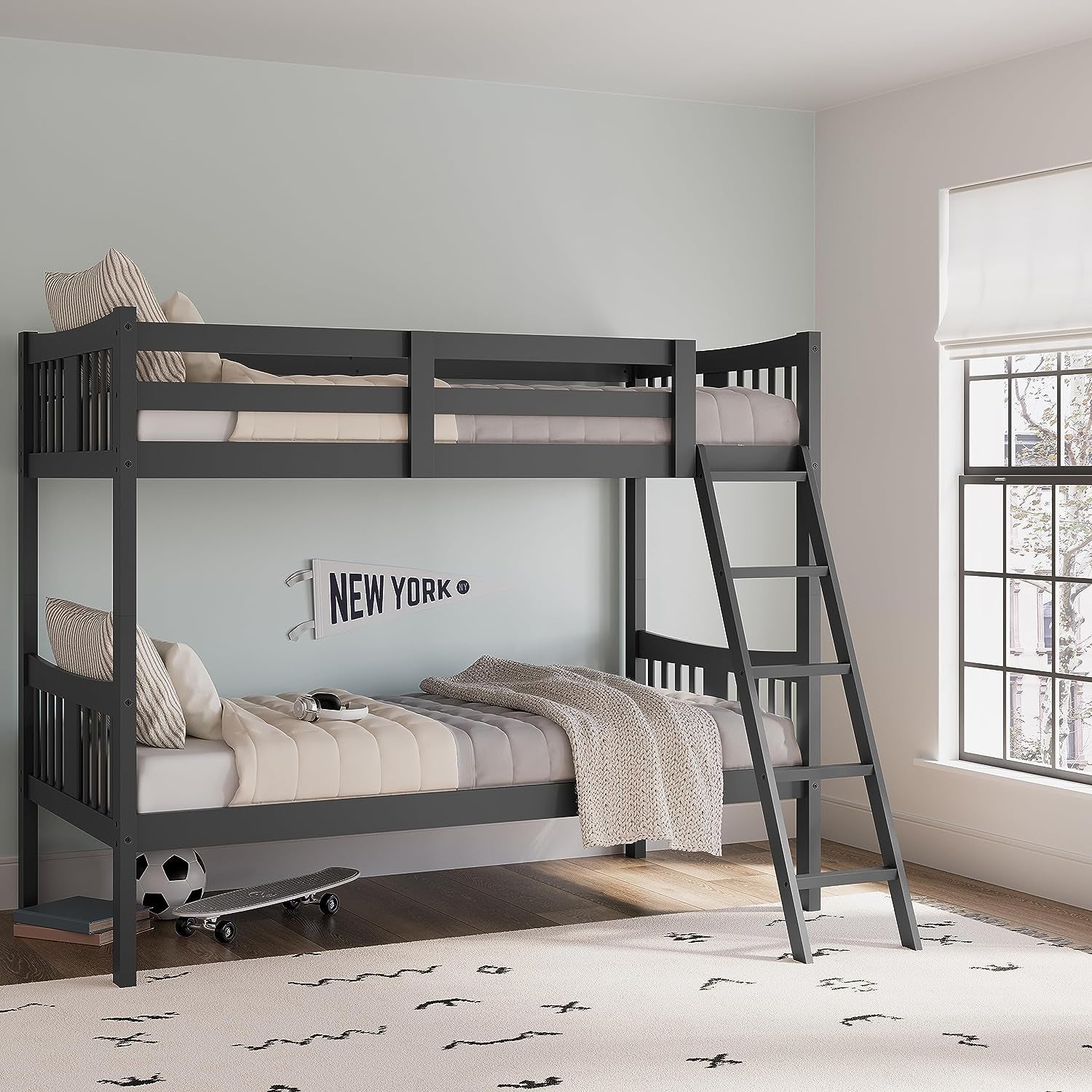 Caribou Twin-Over-Twin Bunk Bed, Gray
