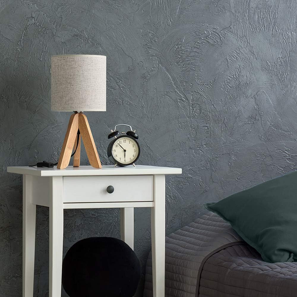 Small Bedside Table Lamp - Wooden Tripod Nightstand Lamp