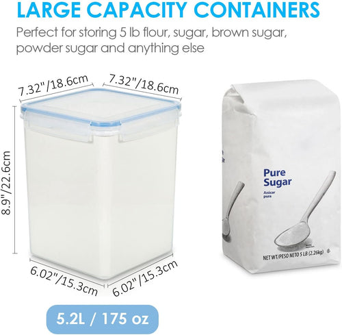 5.2L Flour Sugar Storage Containers, 4 PCS, Blue
