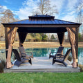 Outdoor Hardtop Gazebo 10' X 12' Bronze Metal 4.7" Wide Frame