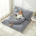 3 in 1 Bean Bag Chair with Portable U-Shaped Pillow, Giant Bean Bag with Washable Cover, Convertible Sofa Bed (Light Grey)