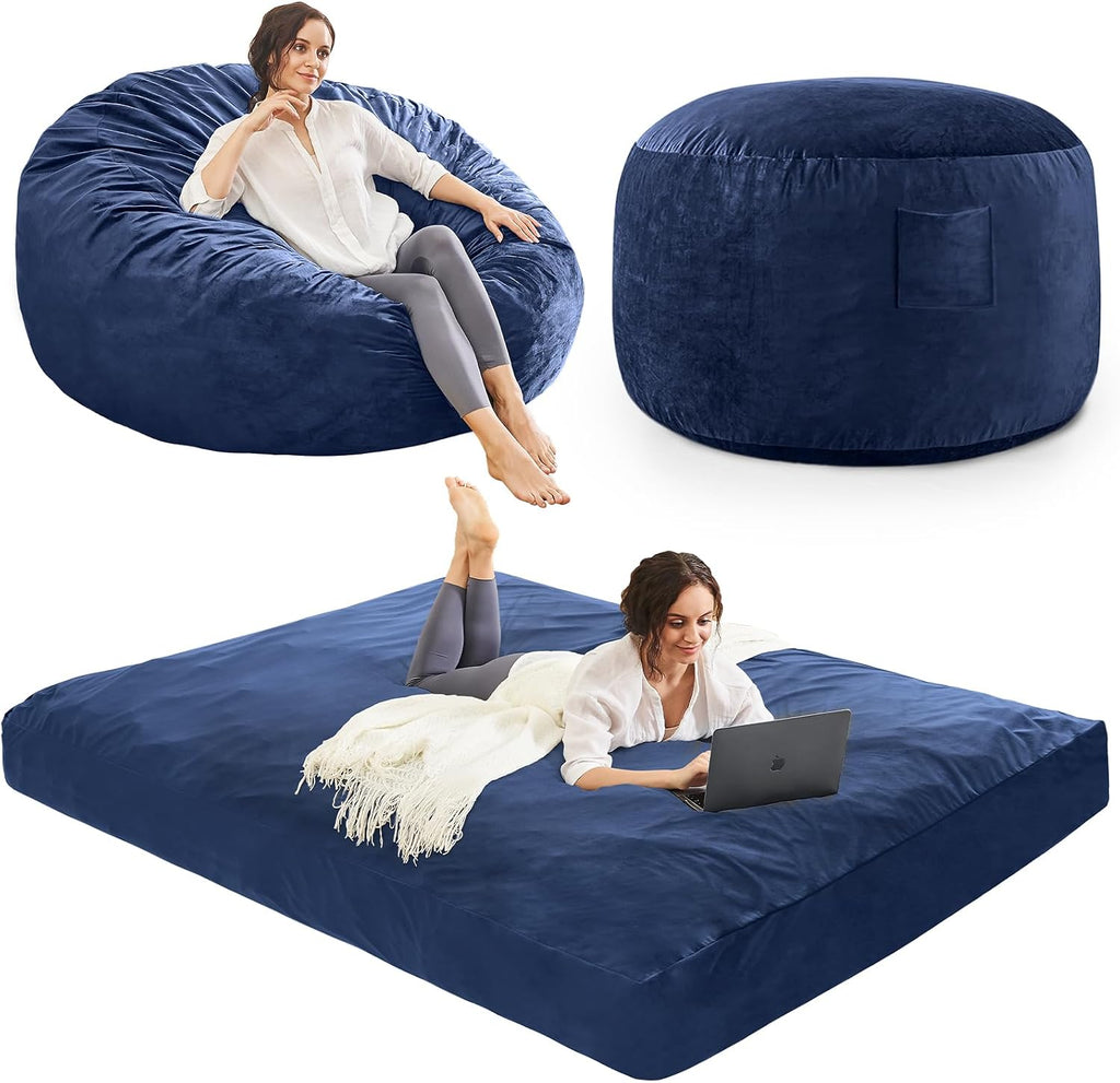 Bean Bag Chairs for Adults - Giant Bean Bag Convertible Floor Sofa
