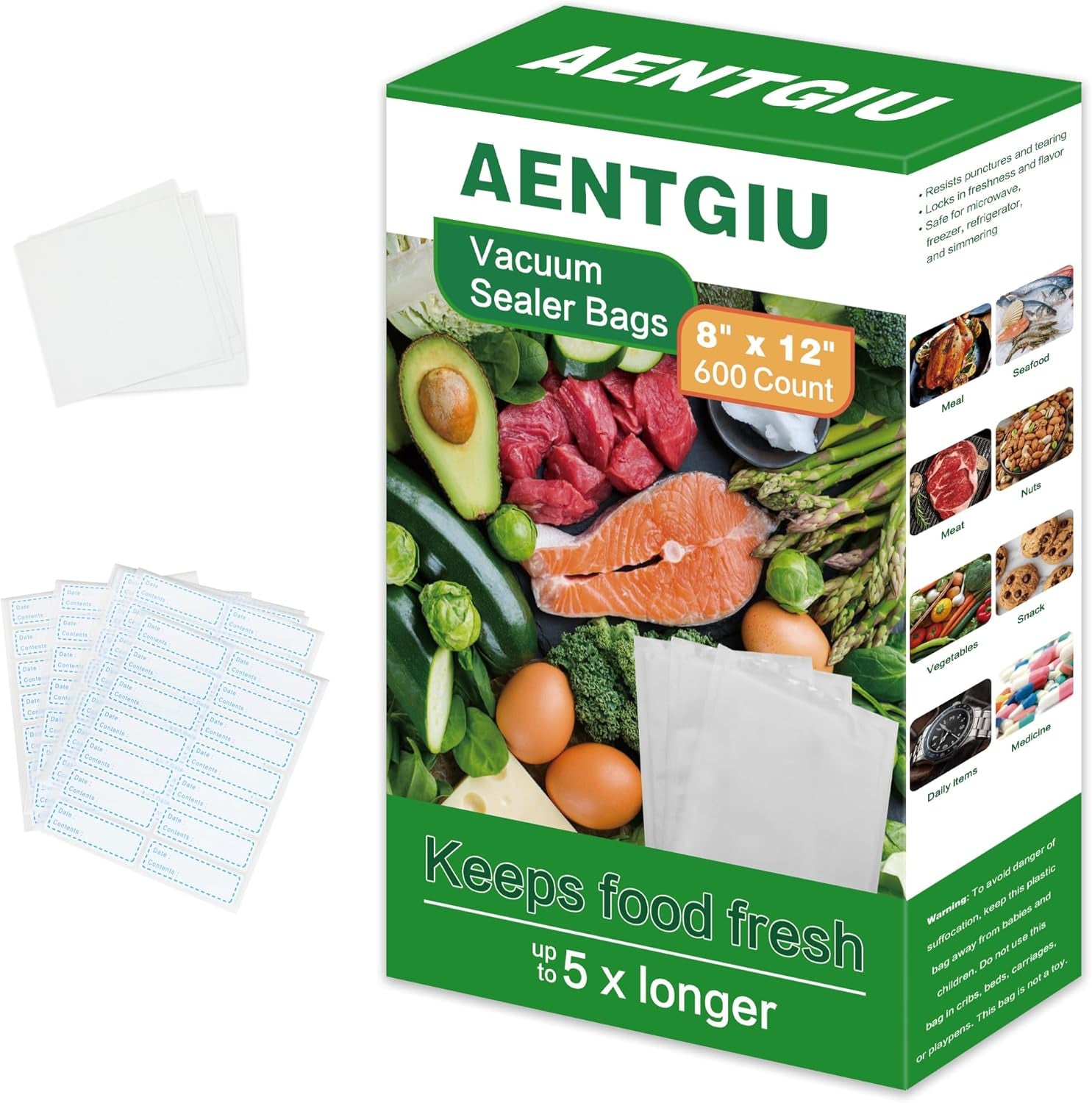 Vacuum Storage Bags, Vacuum Seal Bags for Food, 8X11 Inch Quart Bags 600Pcs