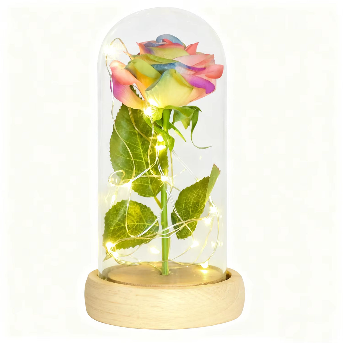 Gifts for Women Beauty and the Beast Preserved Roses in Glass Galaxy Rose LED Light Artificial Flower Birthday Gift for Girls